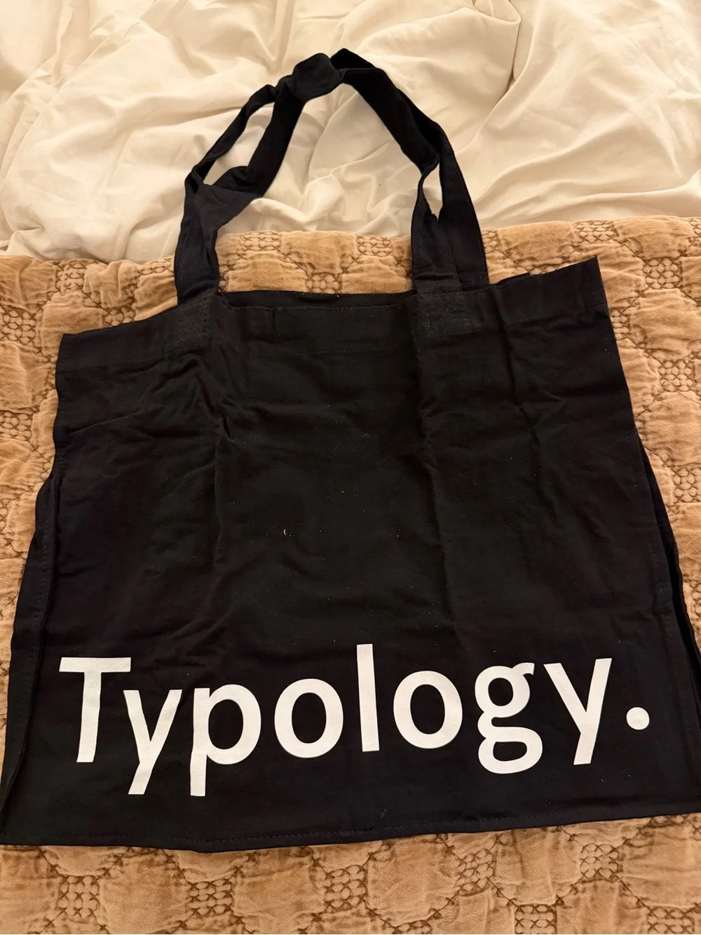 Typology Black Canvas Tote Bag with Logo